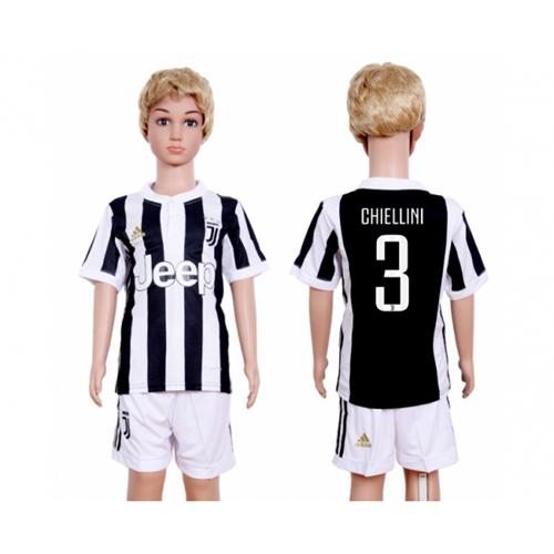 Juventus #3 Chiellini Home Kid Soccer Club Jersey - Click Image to Close